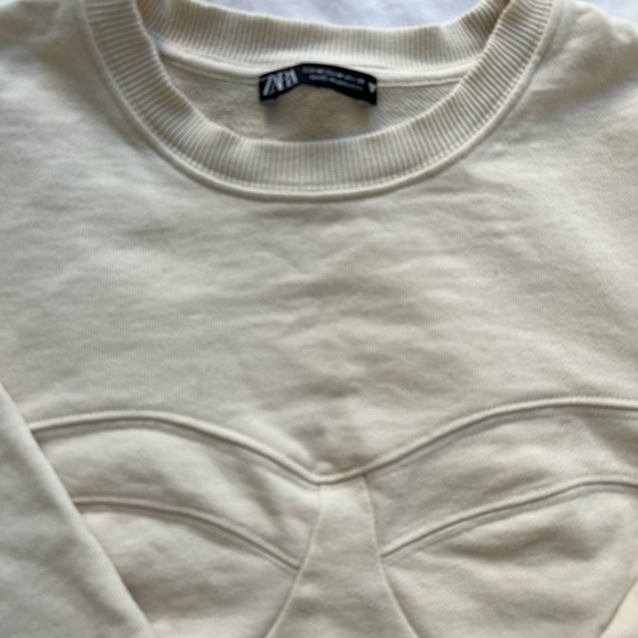 Zara Corset Style Seamed Crewneck Size M - Picture 3 of 3